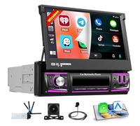 Hikity [4+64GB] Android 15 Autoradio, Wireless CarPlay Android Auto Mirror Link Radio, Customized Home Page Pantalla Táctil 7" Retráctil Manual Radio AI DSP Bluetooth5.0 Navi GPS EQ WiFi FM RDS