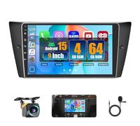 Hikity 4+64GB Android 15 Radio Coche para BMW 3 E90 E91 E92 E93, Pantalla Táctil 9" Auto Radio con CarPlay Android Auto Inalámbrico GPS/WiFi/Mirror Link/Bluetooth/Hi-Fi+AHD Cámara Trasera