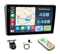 Hikity 4+64GB Radio Coche Android 15 para Peugeot 407 2004-2008 con Carplay Android Auto Inalambrico, Incell Pantalla táctil de 9 Pulgadas con BT/GPS/WiFi/FM/RDS+Cámara Trasera+Mic