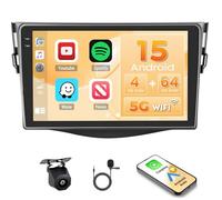 Hikity 4+64GB Radio Coche Android 15 para Toyota RAV4 2007-2011 con Carplay Android Auto Inalambrico, Incell Pantalla táctil de 9 Pulgadas con Bluetooth/GPS/WiFi/FM/RDS+Cámara Trasera+Mic