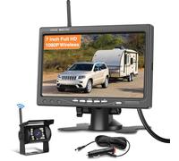 Hikity 7 Pulgadas Kit de Camara Marcha Atras AHD 1080P Súper Visión Nocturna Cámara Trasera a Prueba de Agua IP68 para Coche, Furgonetas, SUV, Camionetas