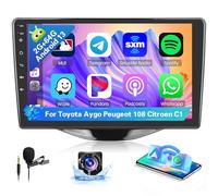 Hikity 8 Core 2+64G Android Radio Pantalla para Toyota Aygo Peugeot 108 Citroen C1 Wireless Carplay Android Auto, 9'' Pantalla Táctil Estéreo Radio con Bluetooth 32EQ DSP GPS FM/RDS SWC Cámara Trasera