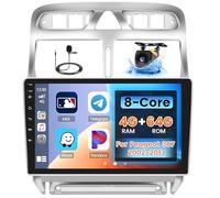 Hikity 8 Core 4G+64G Android Radio Coche para Peugeot 307 2002-2013, 9" IPS Pantalla Táctil GPS Inalámbrico Carplay Android Auto 2 DIN Radio Coche GPS WiFi Bluetooth FM RDS EQ DSP SWC Cámara Trasera