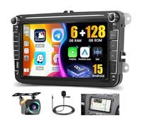 Hikity 8 Core 6G+128G DSP Android 15 Radio Coche para VW Golf 5 6 Passat Tiguan Polo Caddy Seat, Radio de Coche con Pantalla Táctil de 8"con CarPlay Android Auto GPS WiFi RDS/FM BT 59UI SWC Mic CAM
