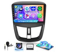 Hikity 8 Núcleo 2+64G Android Pantalla Coche para Peugeot 207 2006-2015 Inalámbrico Carplay Android Auto, 9 Pulgadas Pantalla Táctil Estéreo Radio con Bluetooth 5.0 32EQ GPS FM/RDS SWC Cámara Trasera