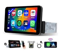 Hikity 9 Pulgadas Radio de Coche 1 DIN con Inalámbrica CarPlay Android Auto Pantalla Táctil Autoradio 1 DIN con Soporte para Teléfono Estéreo para Coche Bluetooth con FM USB SWC Cámara Trasera