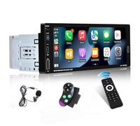 Hikity Autoradio 1 DIN Pantalla Táctil Inalámbrico CarPlay y Android Auto Radio de Coche Bluetooth Manos Libres con Mirror Link FM Radio USB Type-C Control en el Volante + Cámara de Marcha Atrás