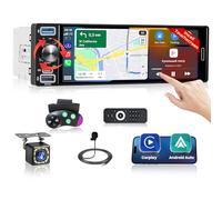 Hikity Autoradio Bluetooth 1 DIN Estéreo Auto Compatible con Wireless CarPlay & Android Auto, 6,5 Incell Pulgadas Pantalla Táctil Radio con RDS/FM/Am/Carga Rápida/Micrófono/Cámara