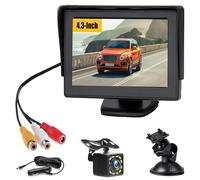 Hikity Cámara Marcha Atrás para Coche con Monitor 4.3 Pulgadas Pantalla Cámara de Visión Trasera 12 LED IR de Visión Nocturna, Impermeable Cámara de Marcha para Furgonetas, SUV, Camionetas, Camiones