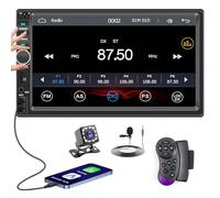 Hikity CarPlay Android Auto Wired, Autoradio Coche 1 DIN, Pantalla Táctil HD de 7", Bluetooth Manos, Libres Mirror, FM Radio, USB SWC AUX TF, Cámara Visión Trasera de 12 LED & Control Remoto