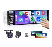 Hikity FM/Am/RDS Radio 1 DIN Radio Coche CarPlay Android Auto Inalámbrico, Pantalla Táctil Incell de 6.5 Pulgadas Radio 1 DIN Bluetooth5.2 EQ Mirror Link SWC USB/Tipo C/AUX Cámara Trasera