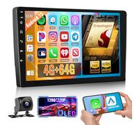 Hikity Qualcomm Snapdragon 8 Core 4+64G Android 15 Autoradio 2 DIN Wireless CarPlay Android Auto QLED Pantalla 9 Pulgadas Mirror Link BT5.1/3D-Automodell/DSP Hi-Res/GPS WiFi FM RDS SWC
