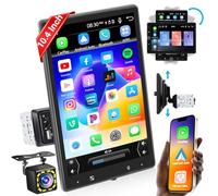 Hikity Radio Coche 1 DIN Apple Carplay con 10,4 Pulgadas Pantalla Vertical Táctil, Android Auto Autoradio Bluetooth 1 DIN con Pantalla para Coche Mirror Link FM EQ +Cámara Trasera