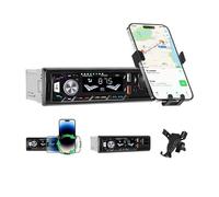 Hikity Radio Coche 1 DIN Bluetooth 5.0 con Soporte para Teléfono, 360°de Rotación para Navi, Radio con Bluetooth 2 USB/Carga Rápida/U Disk/FM/TF/AUX/4 * 45W