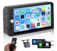 Hikity Radio de Coche 2 DIN Carplay Android Auto Wired 7 Pulgadas Pantalla Táctil Autoradio con Bluetooth Radio FM RDS/Control del Volante + Cámara de Visión Trasera Mirror Link AUX USB SWC TF Card EQ