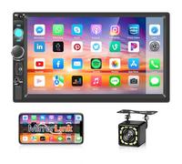 Hikity Radio de Coche 2 DIN Pantalla Táctil 7 Pulgadas Autoradio Bluetooth Manos Libres, Double DIN con FM Radio Mirror Link, Control del Volante, Cámara de Visión Trasera, USB/AUX/TF