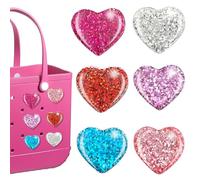 Hikkcos 6 dijes de corazones para bolsas de Bogg, accesorios para bolsas de Bogg, accesorios para bolsas de mujer, dijes de bolsa para bolsas simplemente sureñas, bolsa de goma, piedra, sin piedras