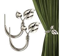 HIKMLK 2 soportes de cortina en forma de hoja, hechos a mano, de metal de bronce para decoración de pared, alzapaños de cortina de latón antiguo para cortinas y ventanas