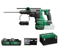 HIKOKI Akku Bohr- und Meißelhammer DH1826DCWPZ, SDS-plus (18V, 2x5,0 Ah, Schlagenergie 3,2 J, Zubehör: 1 Zusatzhandgriff, 1 Bohrtiefenanschlag, Schnellspann-Bohrfutter, Koffer, Akkus, 1 Ladegerät)