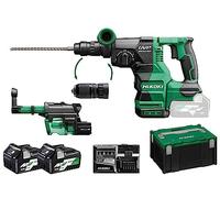 HIKOKI Akku Bohr- und Meißelhammer DH3628DCWEZ, SDS-plus (36V, 2x2,5 Ah, Schlagenergie 3,2 J, Zubehör: 1 Zusatzhandgriff, Bohrtiefenanschlag, Bohrfutter, Staubabsaugung, Akkus, Ladegerät, Koffer)