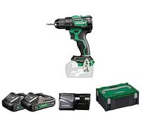 HiKOKI Akku Bohrschrauber DS18DE (18 V, 4,0 Ah Li-ion Akku, Festdrehmoment 70Nm, motor sin escobillas, control de fuerza reactivo, 22 Drehmoment-Einstellungen, LED, Zubehör, im Transportkoffer)