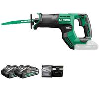 HIKOKI Akku Säbelsäge CR18DMA (18V (2x4,0Ah) Li-ion, Sägehub: 29 mm, Sägen in Holz Ø: 300 mm, Sägen in Rohr Ø: 130 mm, Sägen in Stahl Ø:19 mm,) Liederumfang: Akkus, Ladegrät und Transportkoffer.