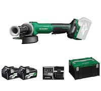 HIKOKI Akku Winkelschleifer G3613DVF, Schleifscheiben Ø: 125 mm (36V, 2,5 Ah Li-ion, Leerlaufdrehzahl: 3200-10000 min-1/ mit (AT Modus), Antriebsspindel: M14, Brushless) Zubehör im HSCIII Koffer.