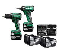 HiKOKI KC18DDWAZ Brushless Kit combinado (18 V, destornillador de impacto, maletín de transporte, incluye 2 baterías de 5,0 Ah y cargador)