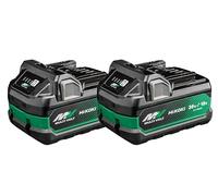 HiKOKI BSL36A18X Multi Volt, Pack 2 Baterías 18V 5,0 Ah / 36V 2,5 Ah Li-Ion | Kit de 2 unidades con indicador LED de 4 niveles, carga rápida en 32 min, compatible con herramientas de 18V y 36V