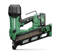 HiKOKI Clavadora de tiras de batería de 21° - 18 V, 50-90 mm, potente luz LED, motor sin escobillas, accionamiento por resorte neumático, ajuste de profundidad sin herramientas, incluye 2 baterías de