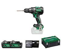 HiKOKI DV18DCWPZ Taladro Percutor, 140 Nm, Brushless, 18V, Portabrocas 13mm | Incluye 2 baterías 5,0Ah Li-ion, cargador y maletín HSC II , motor sin escobillas para máxima potencia y durabilidad