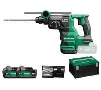 HiKOKI Martillo Perforador DH1826DAWPZ, SDS-plus, Motor Brushless, 18V | Incluye 2 baterías 5,0 Ah, cargador y maletín HSC III, energía de impacto 3,2 J, función de cincelado y parada automática