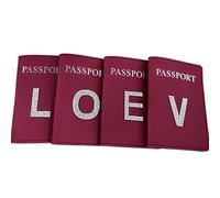 HIKOO DAILY 1 funda para pasaporte con diamantes de imitación de la A a la Z, color rojo, para pasaporte, tarjetero, accesorios de viaje de moda para vuelo, Letra F, Talla única
