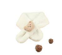 HIKOO DAILY Bufanda cálida de invierno para bebé, lindos osos caroon para niño y niña, bufandas de piel sintética para recién nacidos, chales cruzados (blanco)