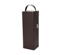 HIKOO DAILY Caja de vino tinto de piel sintética universal para botella de vino, soporte de transporte de vino, bolsa plegable, organizador de regalos (caja redonda gris)