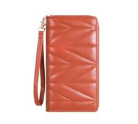 HIKOO DAILY Cartera larga acolchada de moda para mujer, monedero con cremallera alrededor, múltiples ranuras para tarjetas, bolsa para teléfono móvil, Brown, Talla única