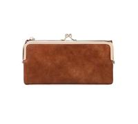 HIKOO DAILY Cartera larga multifuncional de color sólido, monedero vintage con cremallera, tarjetero para mujer, Qb332-marrón, 1 pieza