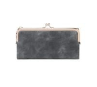 HIKOO DAILY Cartera larga multifuncional de color sólido, monedero vintage con cremallera, tarjetero para mujer, Qb332-gris, 1 pieza