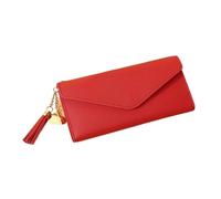 HIKOO DAILY Carteras simples con cremallera para mujer, color negro, blanco, gris, rojo, de sección larga, cartera de mano de piel sintética suave, rojo 1, Talla única