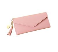 HIKOO DAILY Carteras simples con cremallera para mujer, color negro, blanco, gris, rojo, de sección larga, cartera de mano de piel sintética suave, rosa 1, Talla única