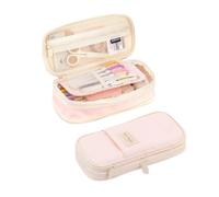 HIKOO DAILY Estuche de gran capacidad para estudiantes, estuche para lápices, estuche para niñas, niños, oficina, papelería, organizador de suministros escolares, Pink, Talla única