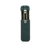 HIKOO DAILY Estuche de piel auténtica hecho a mano con 3 ranuras, soporte para pluma estilográfica, estuche de almacenamiento para lápices, oficina, escuela, bolsa de papelería, Green, Talla única