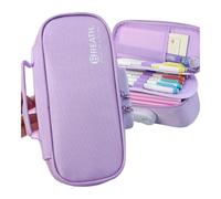 HIKOO DAILY Estuche escolar de gran capacidad con bloqueo de contraseña, estuche de lápices de color sólido, duradero, portalápices portátil, soporte escolar, Color morado sólido, Talla única