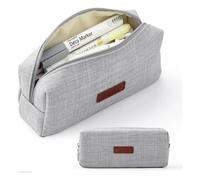 HIKOO DAILY Estuche para lápices para niñas y niños, caja lavable Kawaii, multicolor, opcional, bonita bolsa para bolígrafos, papelería de vuelta a la escuela, gris, Talla única