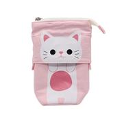 HIKOO DAILY Estuche retráctil de lona con diseño de dibujos animados, de tela, plegable, con soporte de pie, artículos de papelería Kawaii, b, Talla única