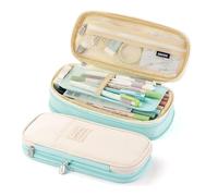 HIKOO DAILY Estuches para lápices, gran capacidad, para niñas, oficina, estudiantes, papelería, organizador de suministros escolares, Green, Talla única