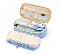 HIKOO DAILY Estuches para lápices, gran capacidad, para niñas, oficina, estudiantes, papelería, organizador de suministros escolares, White, Talla única