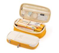 HIKOO DAILY Estuches para lápices, gran capacidad, para niñas, oficina, estudiantes, papelería, organizador de suministros escolares, Amarillo, Talla única