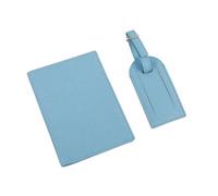 HIKOO DAILY Funda de piel sintética para pasaporte, etiqueta de equipaje, caja de regalo, accesorios de viaje, azul celeste, Talla única