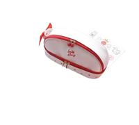 HIKOO DAILY Kawaii - Estuche para lápices de gran capacidad, doble cubierta, impermeable, de poliuretano, suministros de papelería escolar, bonita bolsa de cosméticos, Red, Talla única